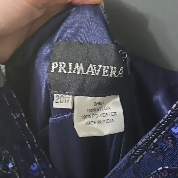 Primavera Couture Blue Sequin Prom Dress